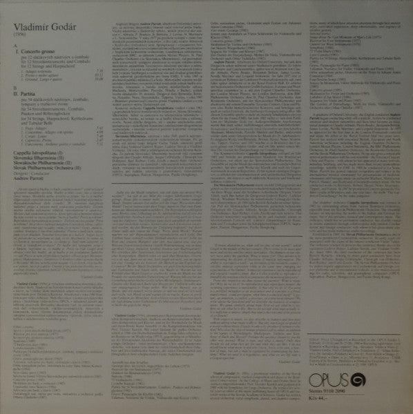 Vladimír Godár : Concerto Grosso / Partita (LP, Album)