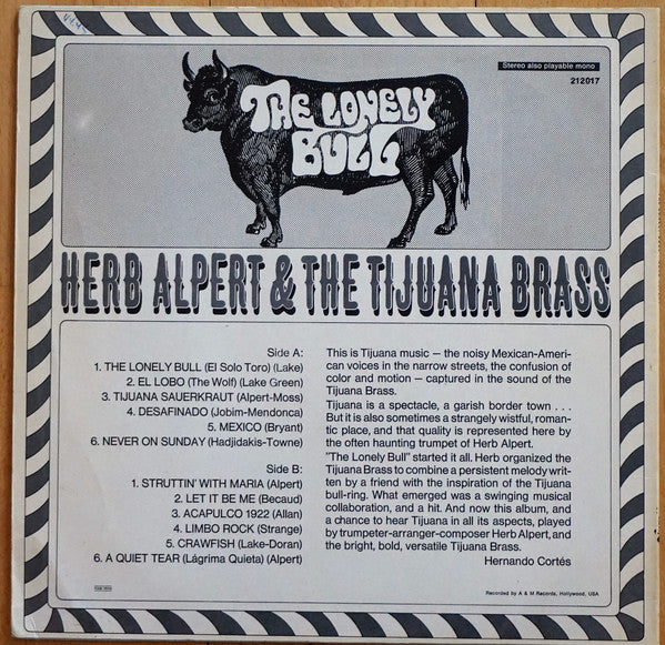 Herb Alpert & The Tijuana Brass : The Lonely Bull (LP, Album)