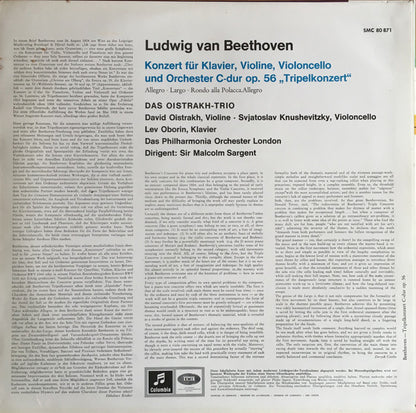 Ludwig Van Beethoven, David Oistrakh Trio, Philharmonia Orchestra, Sir Malcolm Sargent : Tripelkonzert C-dur Op. 56 (LP)