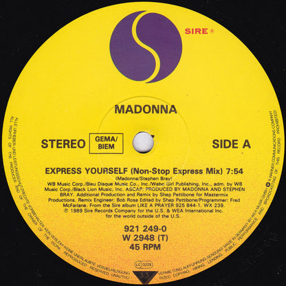 Madonna : Express Yourself (12", Maxi)