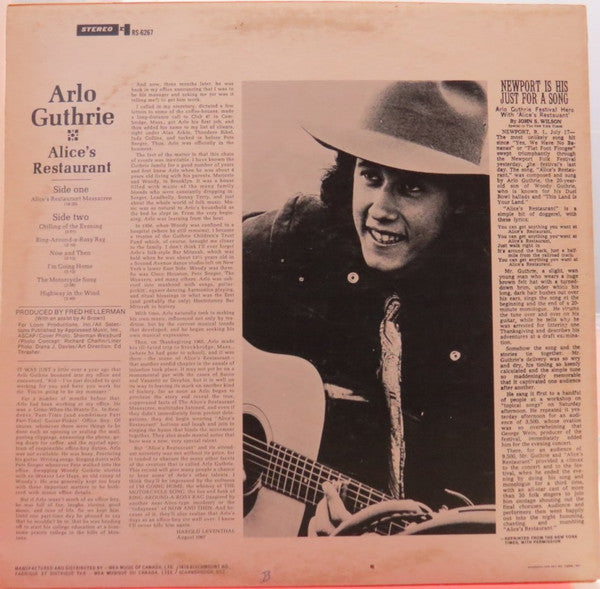 Arlo Guthrie : Alice's Restaurant (LP, Album, RE)