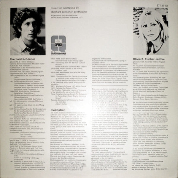 Eberhard Schoener : Meditation (LP, Album, Quad, SQ )