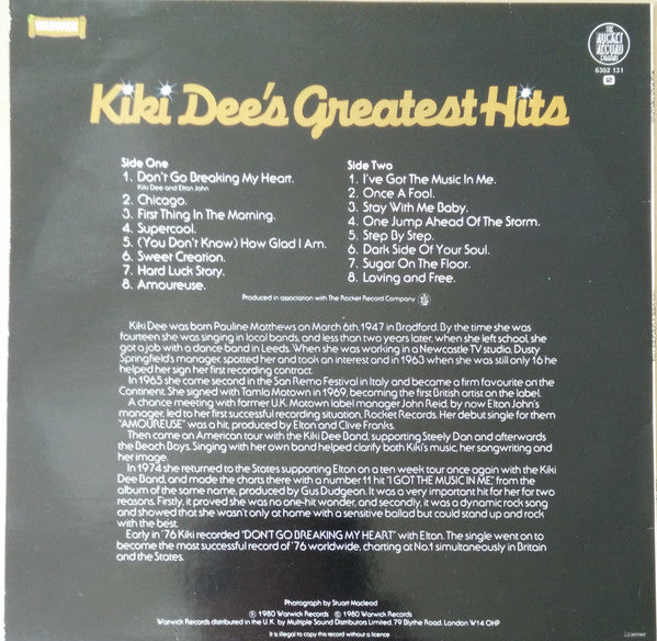 Kiki Dee : Kiki Dee's Greatest Hits (LP, Comp)