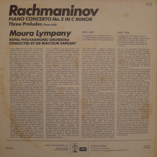 Sergei Vasilyevich Rachmaninoff, Dame Moura Lympany, Royal Philharmonic Orchestra Conducted By Sir Malcolm Sargent : Piano Concerto No. 2 / Three Preludes (LP, Album)