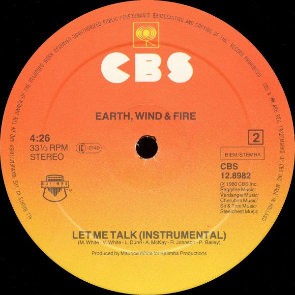 Earth, Wind & Fire : Let Me Talk (12", Maxi)