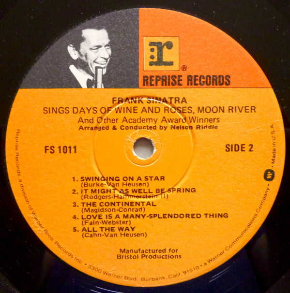 Frank Sinatra : Sings Days Of Wine And Roses, Moon River, And Other Academy Award Winners (LP, Album, RP)