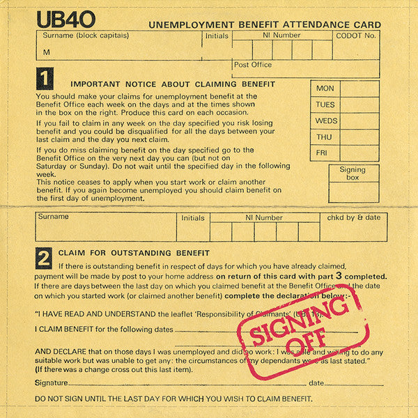 UB40 : Signing Off (LP, Album + 12", Single)