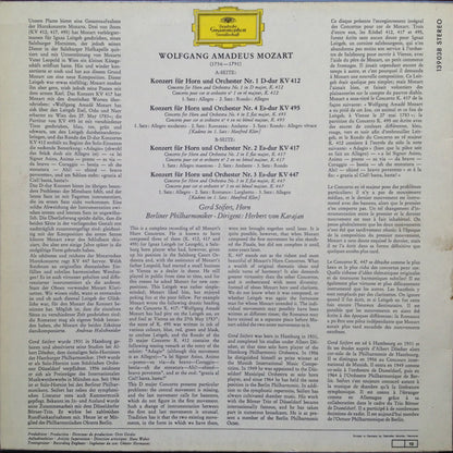 Wolfgang Amadeus Mozart, Berliner Philharmoniker, Gerd Seifert, Herbert Von Karajan : Mozart: The Four Horn Concertos (LP)