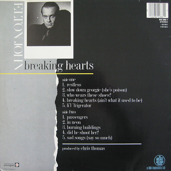 Elton John : Breaking Hearts (LP, Album)