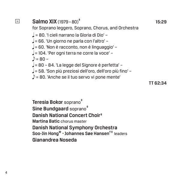Niccolò Castiglioni – DR Koncertkoret, DR SymfoniOrkestret, Gianandrea Noseda : La Buranella, Altisonanza, Salmo XIX (CD, Album)