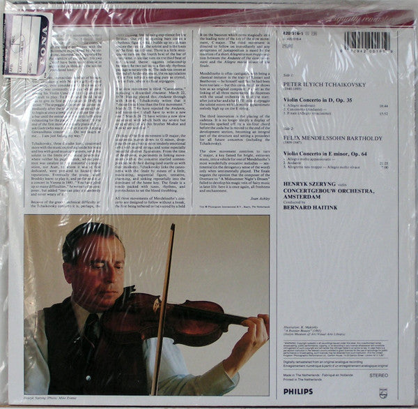 Pyotr Ilyich Tchaikovsky, Felix Mendelssohn-Bartholdy, Henryk Szeryng, Concertgebouworkest, Bernard Haitink : Violin Concertos (LP, Dig)