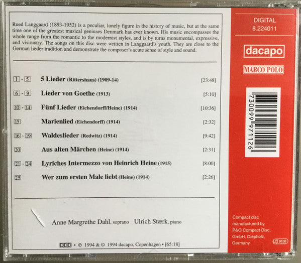 Rued Langgaard, Anne Margrethe Dahl, Ulrich Stærk : Lieder (CD, Album)