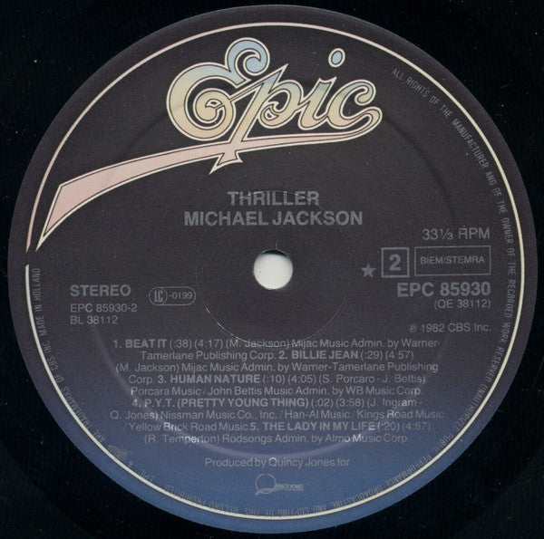 Michael Jackson : Thriller (LP, Album, Gat)