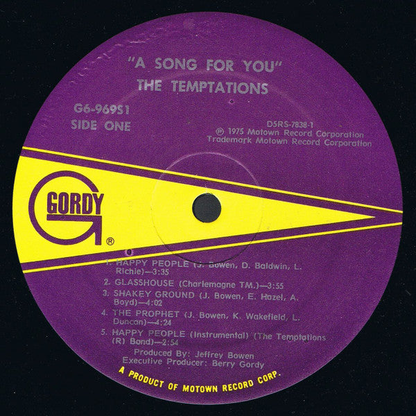 The Temptations : A Song For You (LP, Album, Fli)