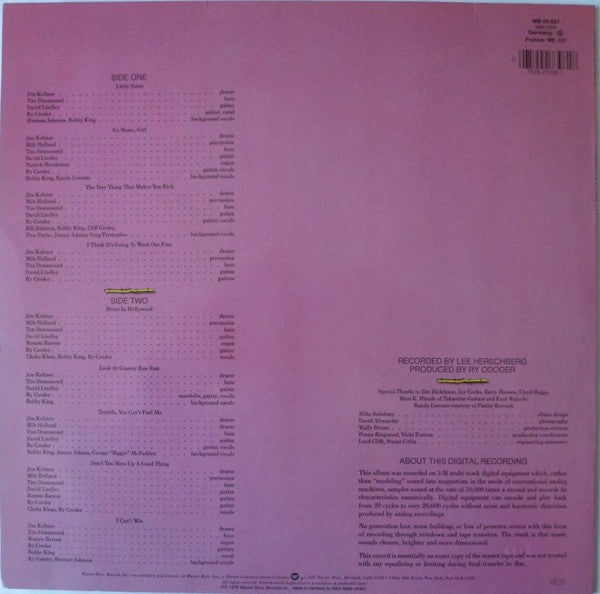 Ry Cooder : Bop Till You Drop (LP, Album, RE)