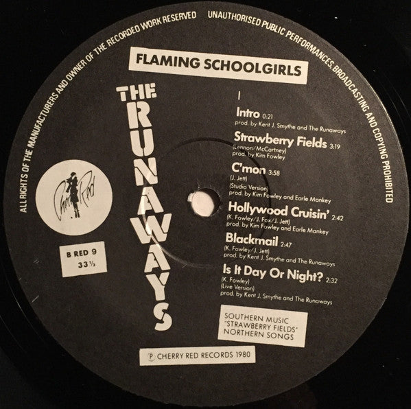 The Runaways With Cherie Currie : Flaming Schoolgirls (LP, Comp)