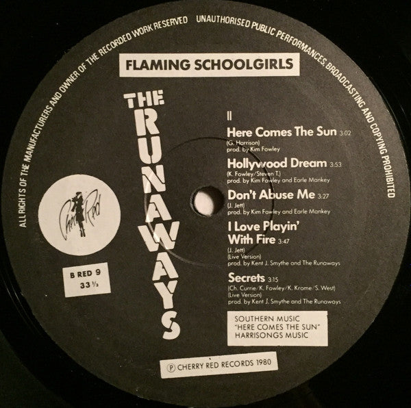 The Runaways With Cherie Currie : Flaming Schoolgirls (LP, Comp)