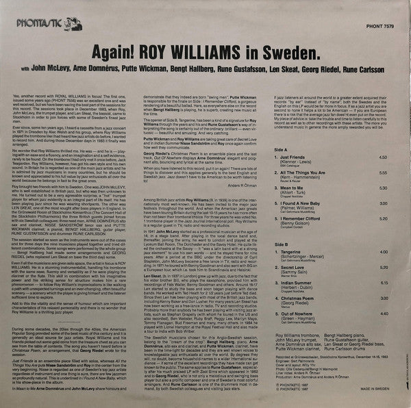 Roy Williams (3) : Again! Roy Williams In Sweden (LP)