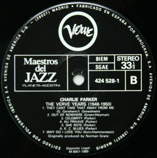 Charlie Parker : Celebrity - The Verve Years (1948-1950) (LP, Comp)