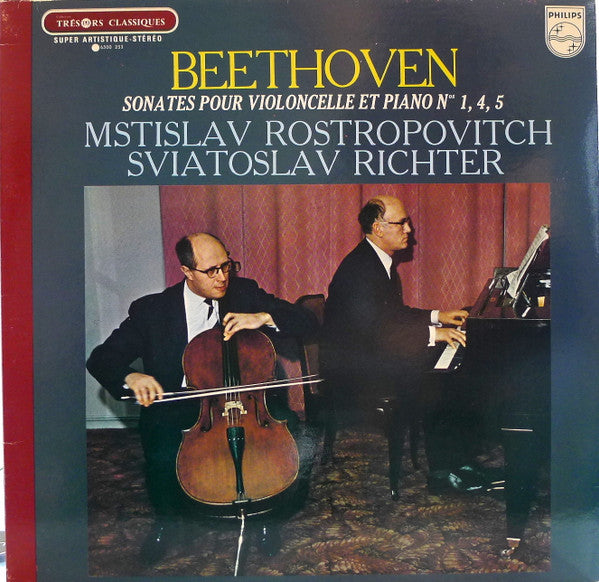 Ludwig van Beethoven / Mstislav Rostropovich, Sviatoslav Richter : Sonates Pour Violoncelle Et Piano N°1, 4, 5 (LP, RE, Gat)