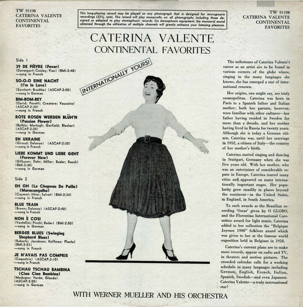 Caterina Valente With Werner Müller Und Sein Orchester : Continental Favorites (LP, Album)