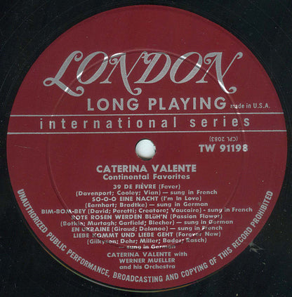 Caterina Valente With Werner Müller Und Sein Orchester : Continental Favorites (LP, Album)