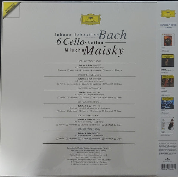 Johann Sebastian Bach, Mischa Maisky : 6 Cello-Suiten (3xLP, box)