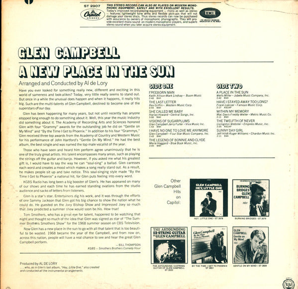 Glen Campbell : A New Place In The Sun (LP, Album)