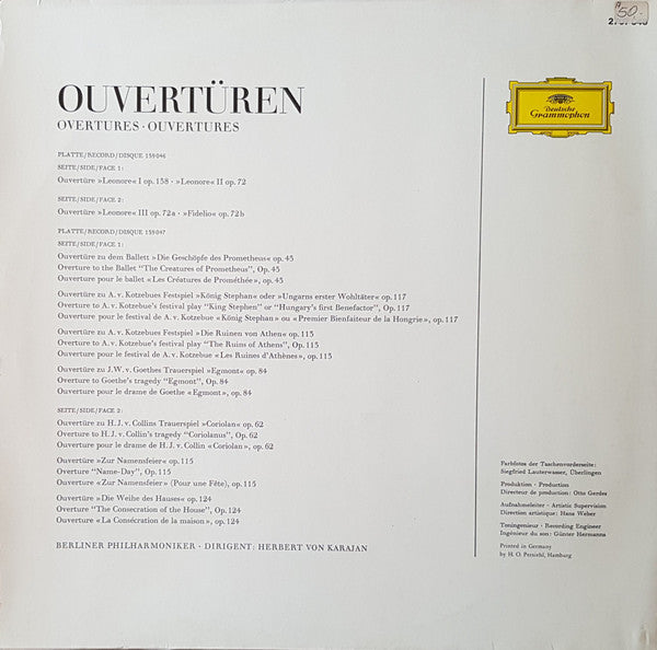 Ludwig van Beethoven / Berliner Philharmoniker · Herbert von Karajan : Sämtliche Ouvertüren · Complete Overtures (2xLP, RP, Gat)