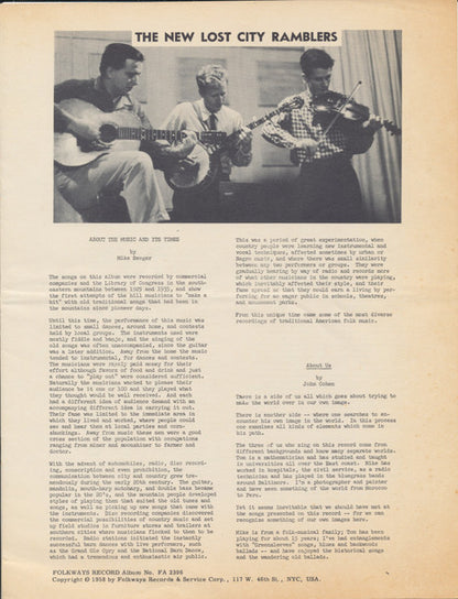 The New Lost City Ramblers : The New Lost City Ramblers (LP)