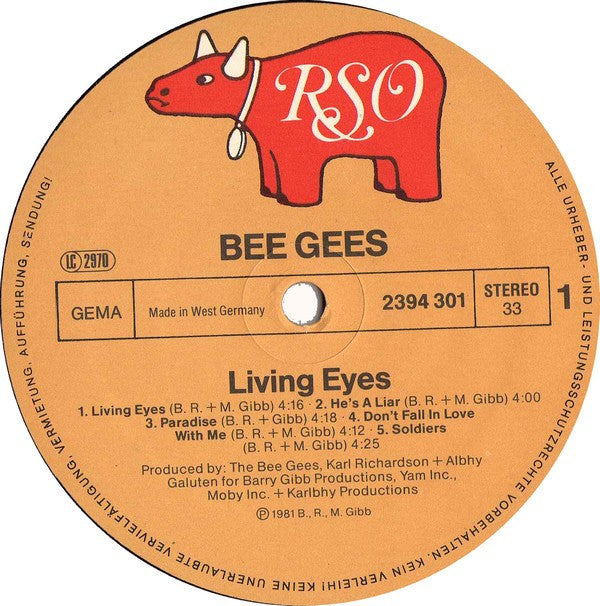 Bee Gees : Living Eyes (LP, Album, Gat)