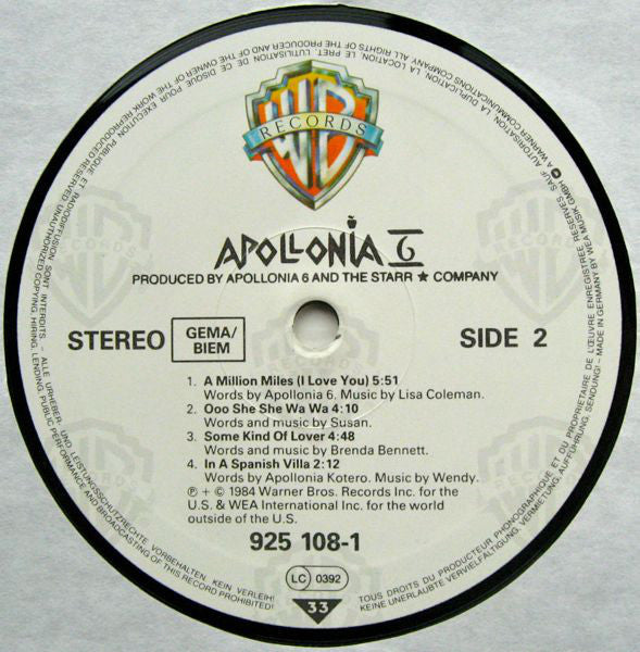 Apollonia 6 : Apollonia 6 (LP, Album)