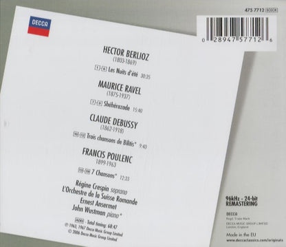 Maurice Ravel / Hector Berlioz ,- Régine Crespin, L'Orchestre De La Suisse Romande, Ernest Ansermet : Shéhérazade · Nuits D'eté (CD, Comp, RE, RM)