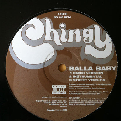 Chingy : Balla Baby / Fall-N (12", Promo)