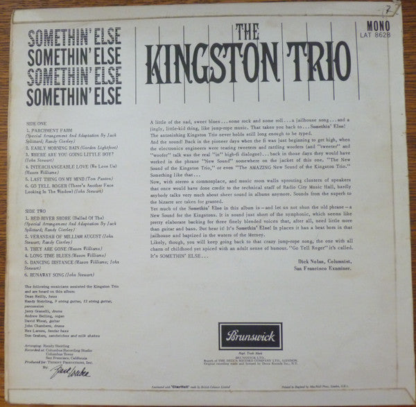 Kingston Trio : Somethin' Else (LP, Mono)