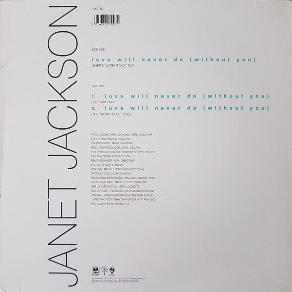 Janet Jackson : Love Will Never Do (Without You) (12", Ltd)