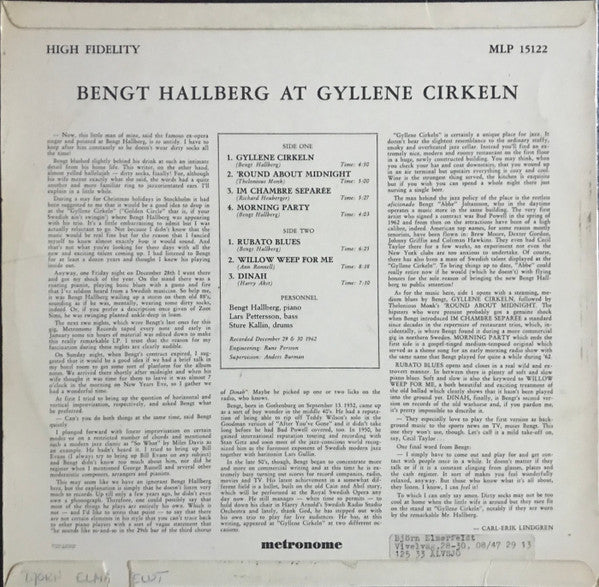 Bengt Hallberg : At Gyllene Cirkeln (LP, Album)