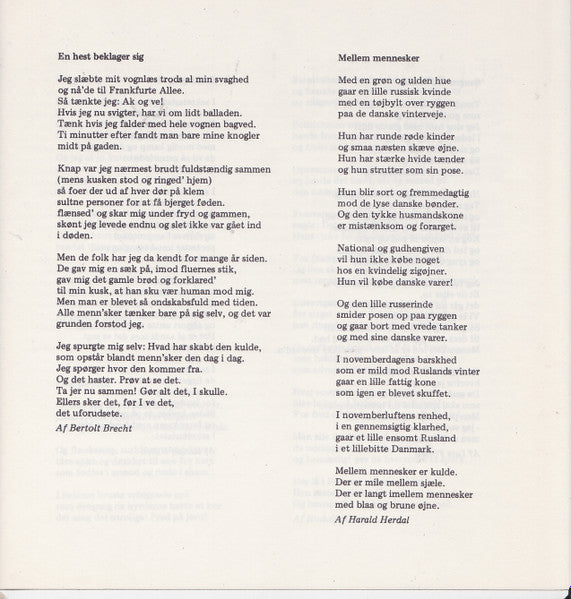 Bertolt Brecht, Lars Forssell, Harald Herdal, Rudolf Nilsen : Vi Længes Sikkert Mod Noget Andet (LP, Album)