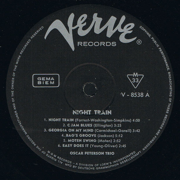 The Oscar Peterson Trio : Night Train (LP, Album, Mono)