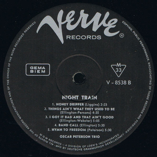The Oscar Peterson Trio : Night Train (LP, Album, Mono)