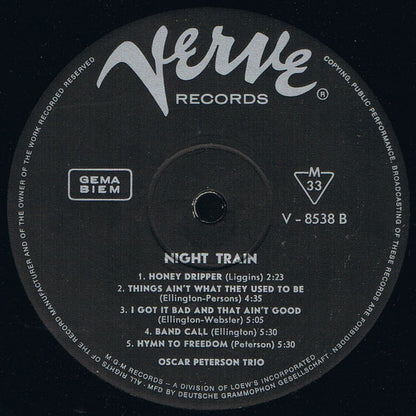 The Oscar Peterson Trio : Night Train (LP, Album, Mono)