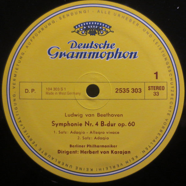 Ludwig Van Beethoven - Berliner Philharmoniker · Herbert von Karajan : Symphonie Nr. 4 (LP, Album)