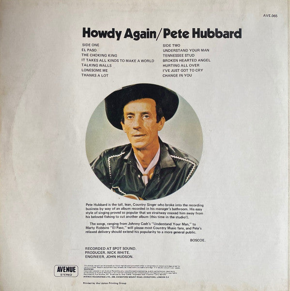 Pete Hubbard : Howdy Again (LP, Album)