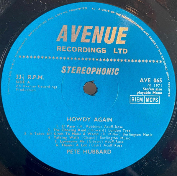 Pete Hubbard : Howdy Again (LP, Album)