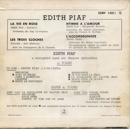 Edith Piaf : 4 - La Vie En Rose (7", EP, Mono, Dar)