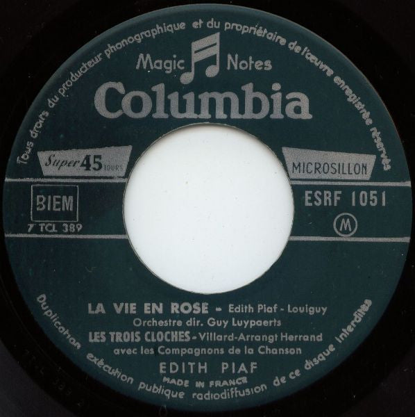 Edith Piaf : 4 - La Vie En Rose (7", EP, Mono, Dar)