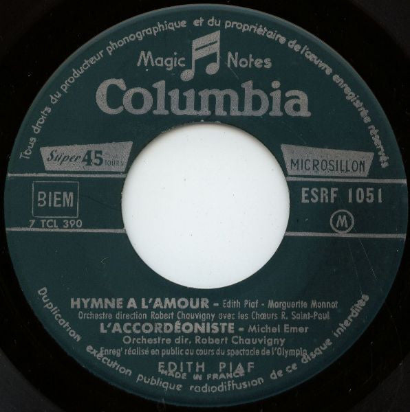 Edith Piaf : 4 - La Vie En Rose (7", EP, Mono, Dar)