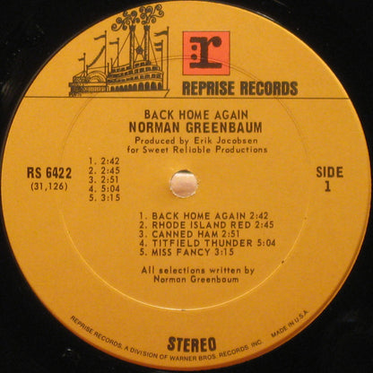 Norman Greenbaum : Back Home Again (LP, Album, Pit)