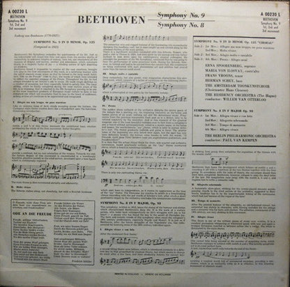 Ludwig van Beethoven : Symphony N. 9 In D Minor Op. 125 "Choral" / Symphony N. 8 In F Major Op. 93 (2xLP, Album)