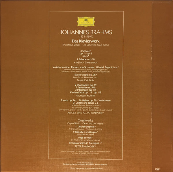 Johannes Brahms : Das Klavierwerk - The Piano Works - Les Œuvres Pour Piano (11xLP, Comp + Box)